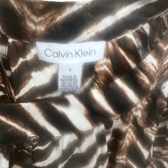 Women's‎ NWT Calvin Klein Animal Print Puff Sleeve Blouse Size Large - Picture 6 of 7